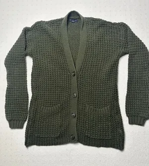 American Eagle Waffle Knit Cardigan Green Button Front Pockets Women’s XS thumbnail 1