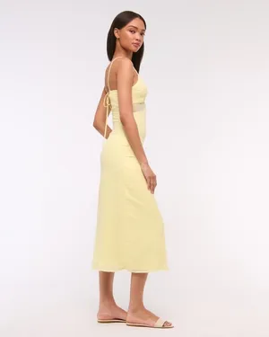 Abercrombie Tie-Back Sheer Slip Midi Dress thumbnail 2