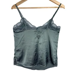 Abercrombie & Fitch Green Satin Lace Sleeveless Cami Camisole Tank Top Size XS thumbnail 2