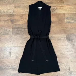 Calvin Klein Black Belted Sleeveless Cardigan Belted Duster thumbnail 2