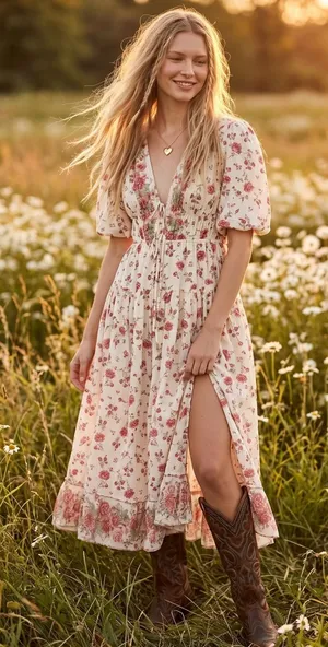 Free People Lysette Maxi Dress in Tea Combo Small Bohemian Gypsy Indian Cotton thumbnail 1