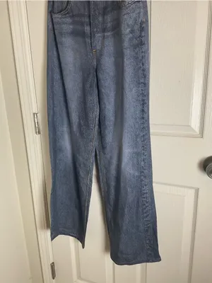 NWT Jason Wu Faded Raw Denim Wide Leg Lyocell Pants Jeans Blue Size 2 thumbnail 4