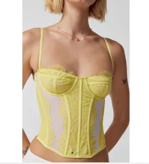 Urban outfitters Yellow corset top with adjustable straps #corsettop thumbnail 1