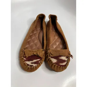 Reef Winter Drift Moccasins Womens 7 Brown Excellent Suede Fringe Southwestern thumbnail 2