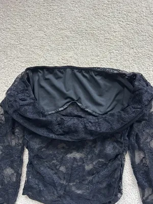 Shein Black Lace Long Sleeve Top thumbnail 4