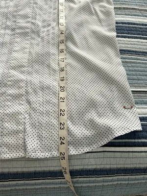 Tommy Hilfiger Split Neck Cap Sleeve Pleated Front Top White /Black Polka Dots S thumbnail 7