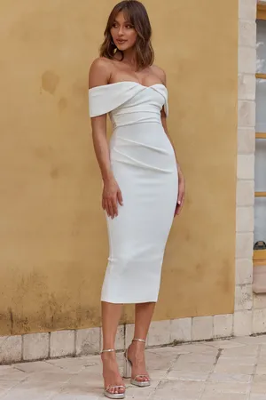 New Here Comes The Sun Lillianne Off-Shoulder Midi Dress Size Large MSRP $89 thumbnail 5