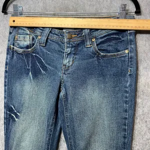 Vintage Y2K No Boundaries Flare Jeans Low Rise Wide Leg Denim‎ Blue Juniors 5 thumbnail 4