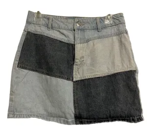 Boho Patchwork Denim Jean Skirt Mini‎ Wild Fable Blue Size 6 thumbnail 1