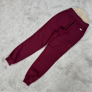 Figs Women’s High Waisted Zamora Jogger Scrub Pants Pull On in Burgundy ST thumbnail 7