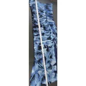 Abercrombie & Fitch Blue Mesh Ruched Strapless Lined Maxi Dress M NWT thumbnail 10