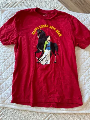 Old Navy Disney Red Lunar New Year Tee with Mulan and Horse Graphic thumbnail 1