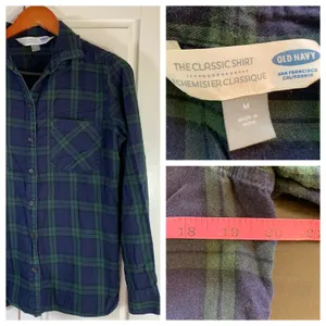 Old Navy Womens Classic Flannel Shirt Long Sleeve‎ Button Down Plaid Size M thumbnail 13