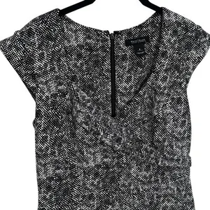 White House | Black Market Black & White Micro Polka Dot V-Neck Midi Pencil Dress Career Church Size 8 thumbnail 3