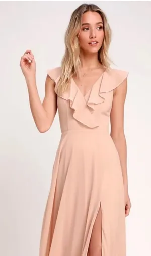 Lulu’s Feel the Rush Blush Ruffeled Lace Up Back thumbnail 1