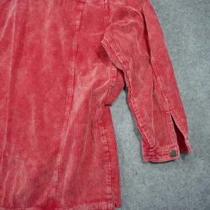 POL Red Corduroy Shacket Mineral Wash‎ Raw Hem Button Down Jacket Boho Indie thumbnail 10