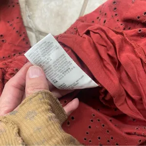 Free People Set The Tone Eyelet Long Sleeve Jumpsuit Terracotta Red Women's Sz 4 thumbnail 6