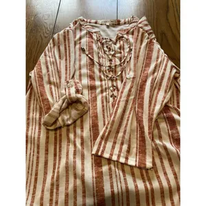 Eden & Olivia Shirt Size Large Striped‎ Tunic Boho Peasant Hippie Preppy thumbnail 9