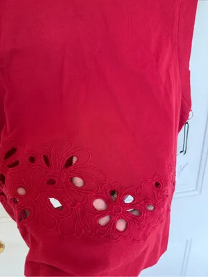NWT Japna Red‎ Floral Eyelet Embroidered Sleeveless Cotton Top S thumbnail 2