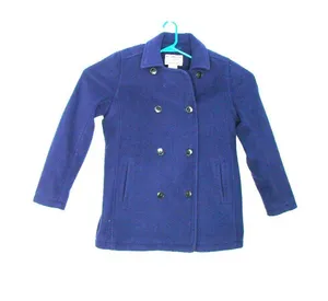 L.L. LL Bean Periwinkle Fleece Double Breasted Pea Coat Women Medium Winter Coat thumbnail 1
