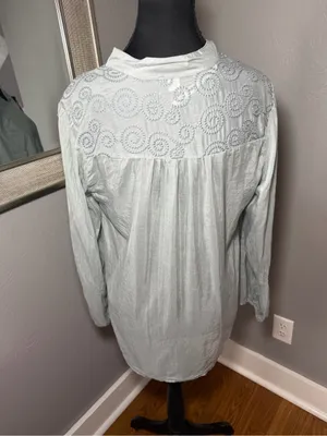 Trinity Silk Blend Embroidered Boho Peasant Coquette Lightweight Top Medium thumbnail 6