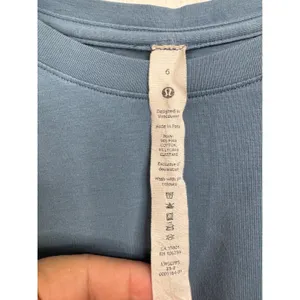 Lululemon Love Crewneck T-Shirt Blue Pima Cotton‎ Short Sleeve Size 6 LW3CPFS thumbnail 3