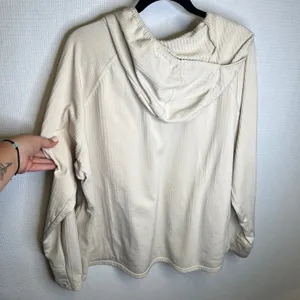 Carhartt Force Relaxed Fit Quarter Zip Waffle Knit Hoodie Cream Beige 2X thumbnail 2