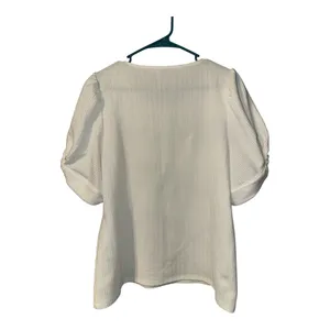 Calvin Klein White Textured Balloon Sleeve‎ Blouse, Womens Large (Approx) thumbnail 2