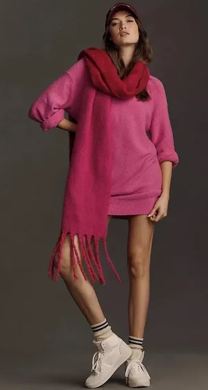 Daily Practice Anthropologie Pink Fuzzy Sweater Dress Medium Cozy‎ Lounge thumbnail 1