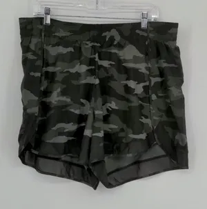 Athleta Printed Mesh Racer Run Shorts Women’s 1X Black Camo 4 Inch Lined thumbnail 1