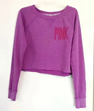 PINK VS Purple Long Sleeve Cropped Sweatshirt thumbnail 1