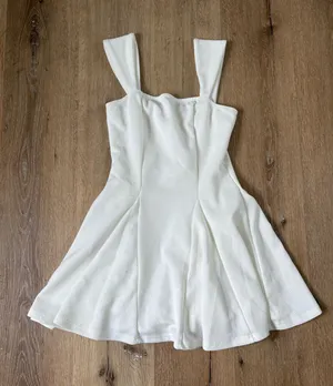 SheIn White Square Neck Fit and Flare Dress thumbnail 1