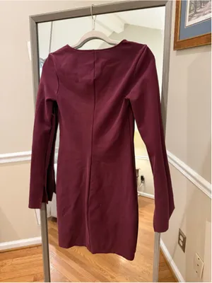 Women's Abercrombie & Fitch Burgundy Long Sleeve Mini Dress Size S thumbnail 4