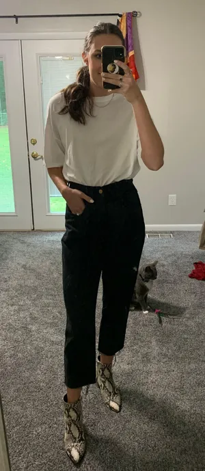 Black High Waisted Mom Jeans thumbnail 1