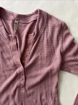 Free People Intimately One of the Girls Henley Button Down Top Mauve Large thumbnail 3