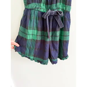 Aerie‎ | NWT Flannel Plaid Romper in Green Blue | Sz XS thumbnail 6