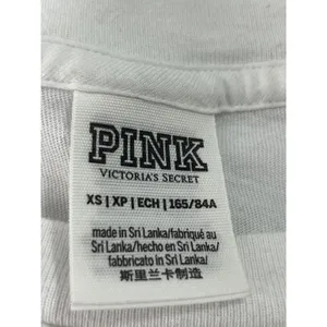 PINK - Victoria's Secret Gold Sequin Dog Campus Oversized‎ Tee Women XS White Black thumbnail 6