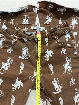 Women's Brown Boot-Cut Jeans with White Western Print thumbnail 5