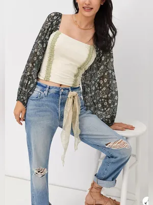 Anthropologie Forever That girl Smocked Balloon-Sleeve Top Small thumbnail 5