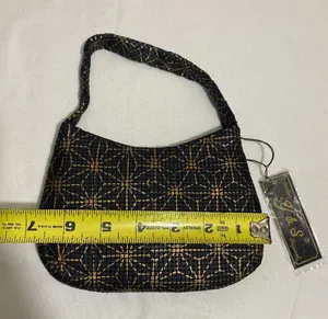 Y & S Original Mini Beaded Shoulder Bag Black Gold Geometric Pattern Y2K NWT thumbnail 1