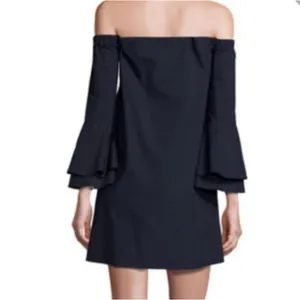 Amanda Uprichard Arabelle Dress with Off-the-Shoulder Bell-Sleeve Navy blue thumbnail 2