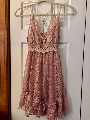 Free People Pink Adelia Lace Dress thumbnail 2