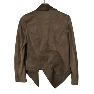 Vigoss‎ Brown Faux Leather Suede Drape Front Moto Jacket S thumbnail 3