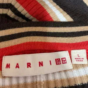 Uniqlo x Marini Red Striped Wool Ribbed Knit High Rise Semi Flare Pants Size L thumbnail 4