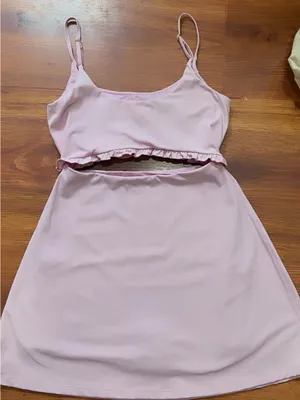 LoveShackFancy Astoria Cutout Active Skort Mini Dress Pink M Balletcore Tennis thumbnail 4