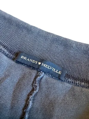 Brandy Melville Slate Blue Cotton Lounge Shorts Drawstring One Size Small thumbnail 8