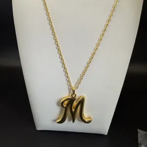 Vintage Avon 1992 Gold Tone “M” Initial Letter Pendant Chain Necklace 28” L thumbnail 1