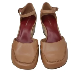 \Vintage tan Leather wedge mary Janes SZ 7.5 thumbnail 2
