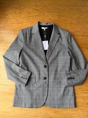 WAYF NWT Gray Plaid Oversized Blazer Pink Windowpane M thumbnail 3