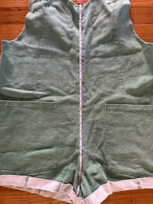 Double Zero NWOT Green Denim Shortalls Romper thumbnail 3